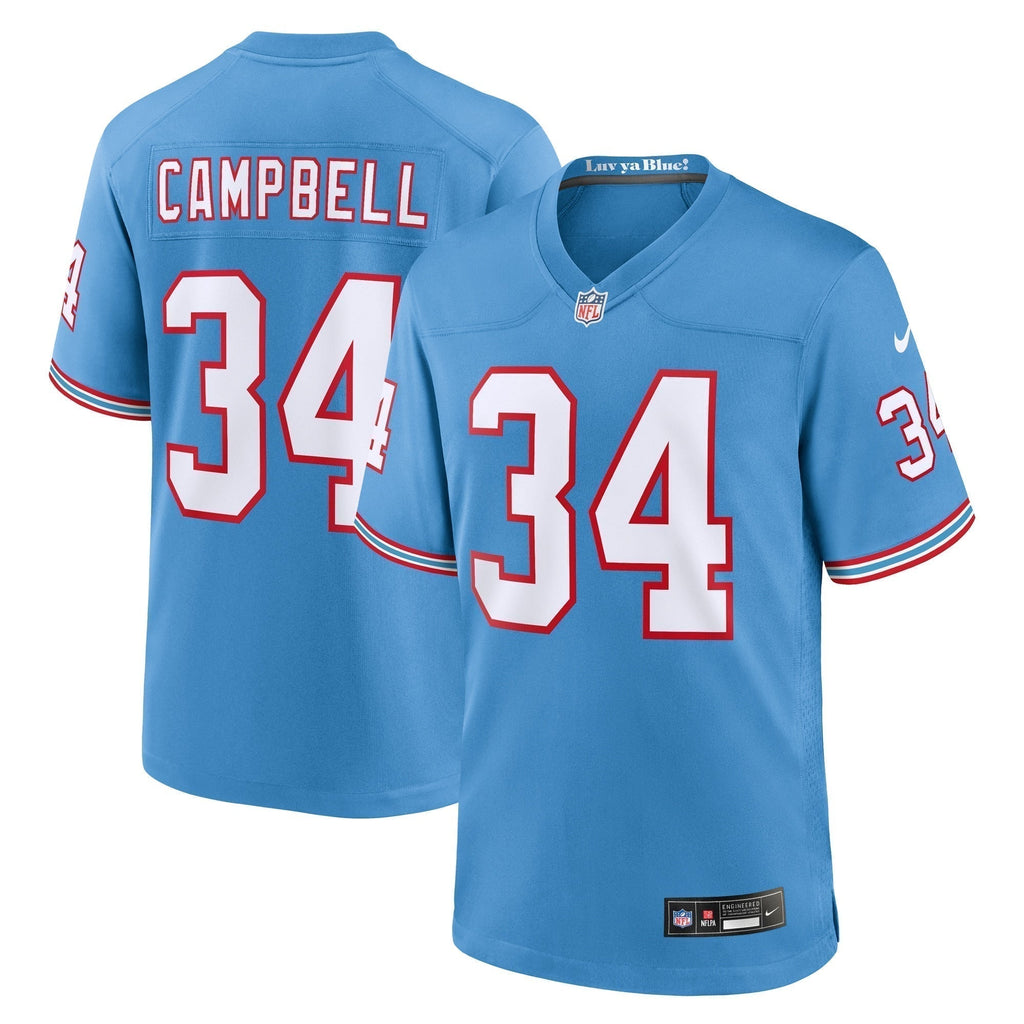 Earl Campbell Tennessee Titans  Oilers Throwback Retired   Game Jersey - Light Blue