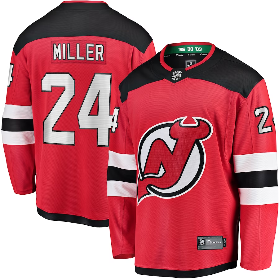 Men's New Jersey1 Devils Colin Miller #24 Red Player Game Jersey1