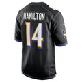 B.Ravens #14 Kyle Hamilton Black Player Game Jersey