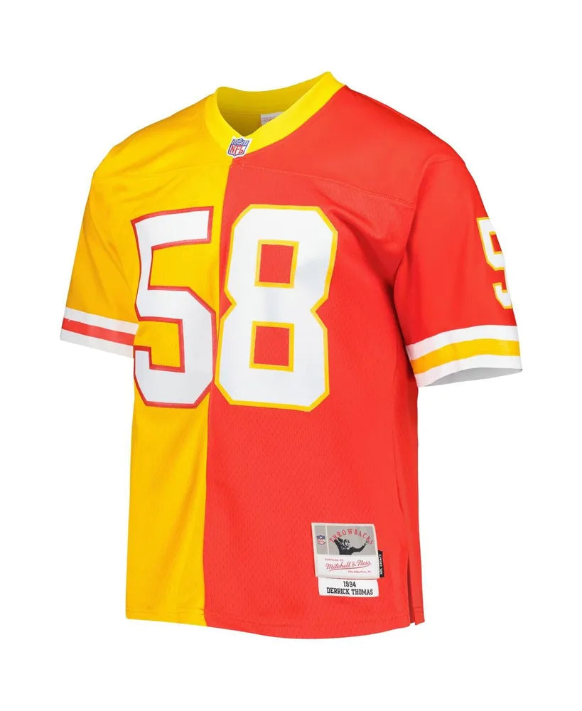 Men's  Derrick Thomas Red, Gold Kansas City Chiefs 1994 Split Legacy Replica Jersey