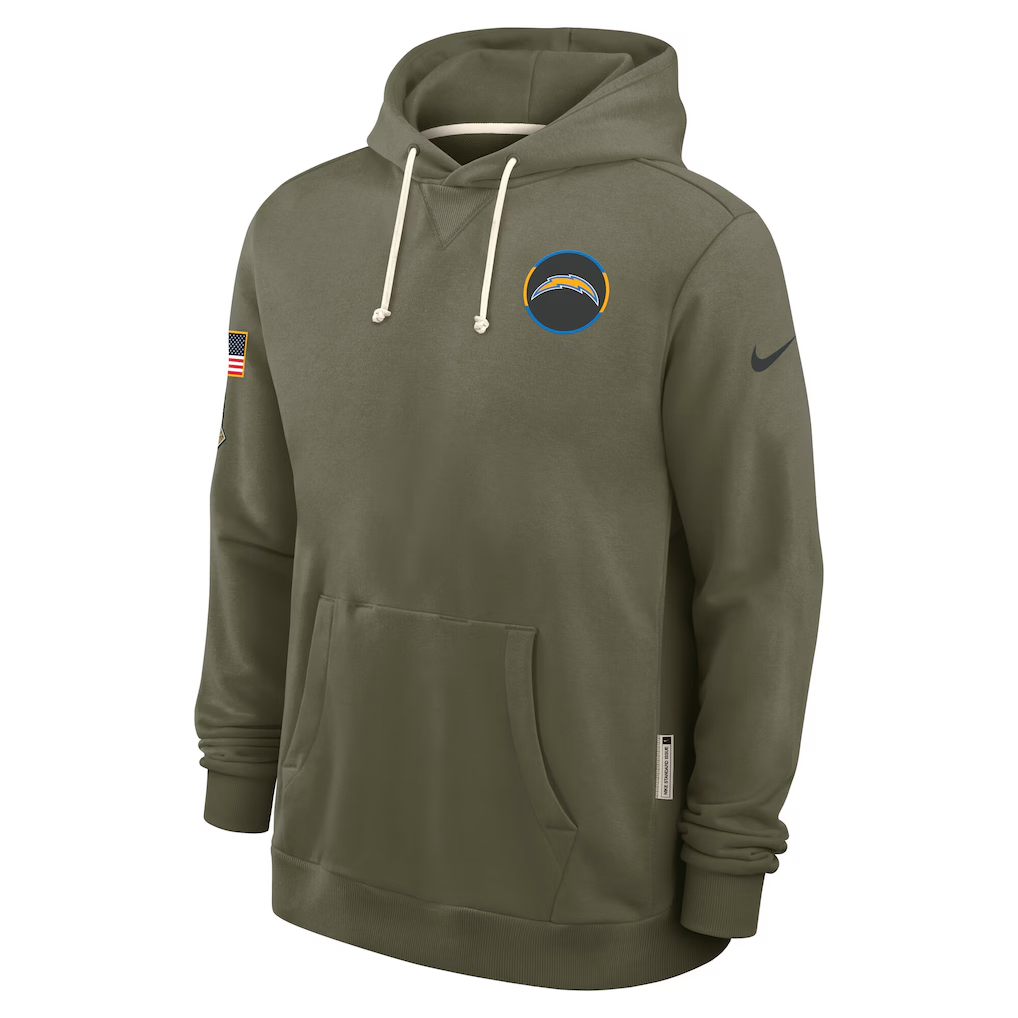 Men's Los Angeles Chargers  Olive 2025 Salute to Service Sideline Standard Issue Dri-FIT Hoodie