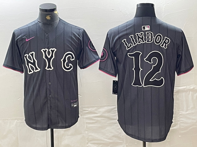 Men's New York Mets Francisco Lindor Graphite 2024 City Connect Limited Player Jersey