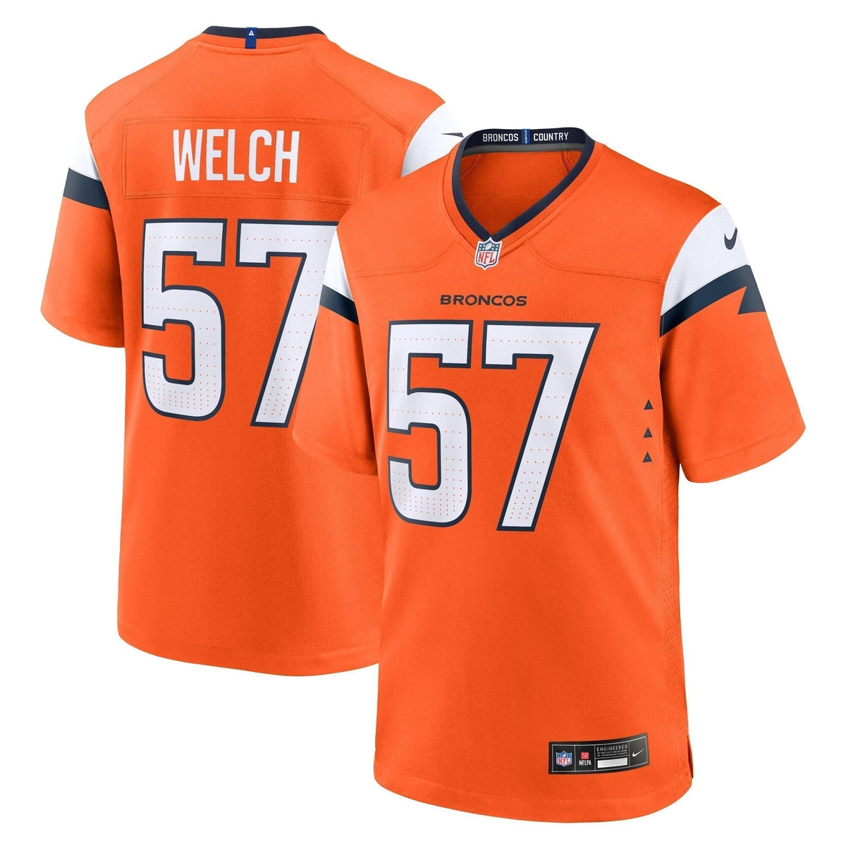 Kristian Welch Denver Broncos  Team Game Jersey -  Orange