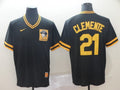 Men's Pittsburgh Pirates Roberto Clemente #21 Black Replica Game Jersey1