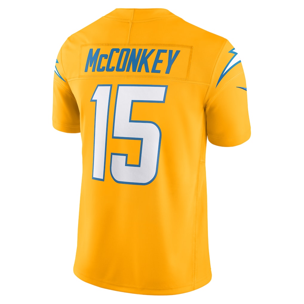 LA.Chargers #15 Ladd McConkey Gold Alternate Charger Power Vapor F.U.S.E. Limited Jersey