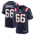 Men's New England Patriots Will Campbell Navy 2025 NFL Draft First Round Pick Game Jersey