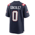 NE.Patriots #0 Christian Gonzalez Navy Team Game Jersey