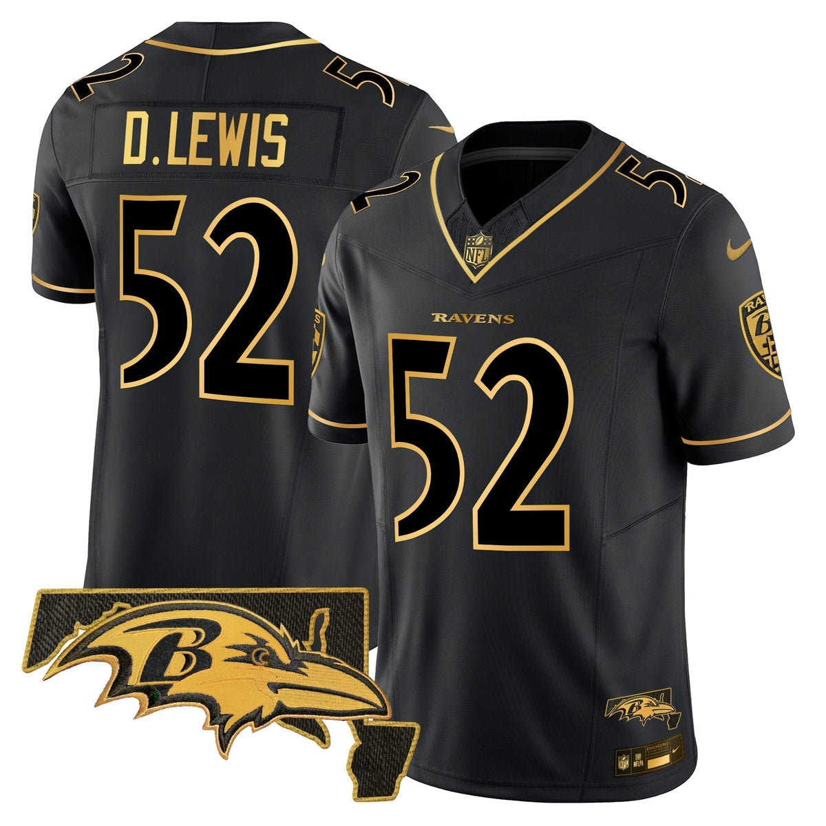 Men Ravens 2024 Gold Vapor Limited Jersey  All Stitched