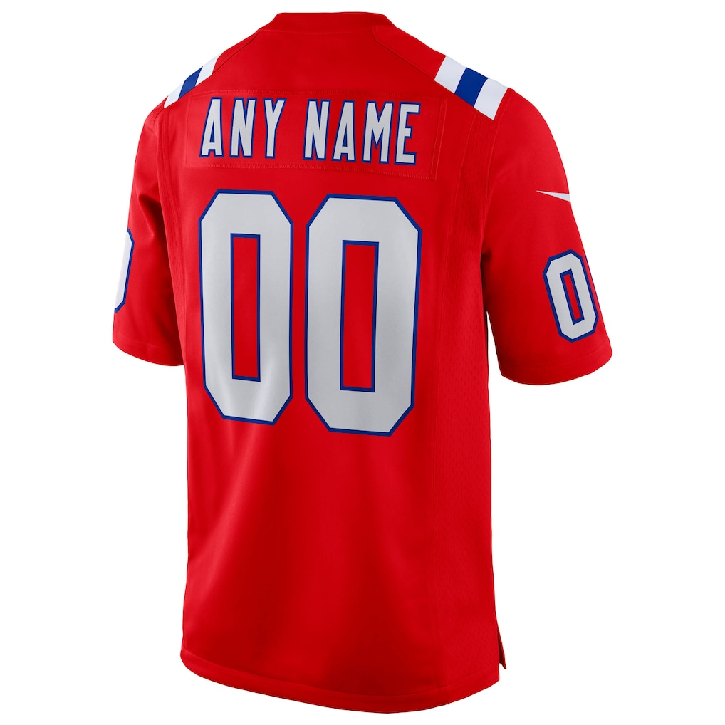 Men's New England Patriots  Red Super Bowl LX Patch Custom Game Jersey