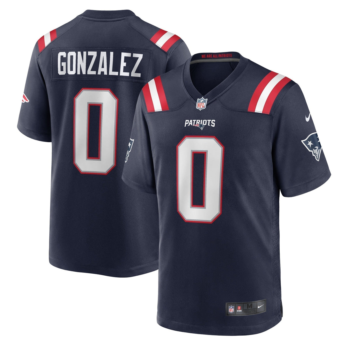Christian Gonzalez New England Patriots  Team Game Jersey -  Navy