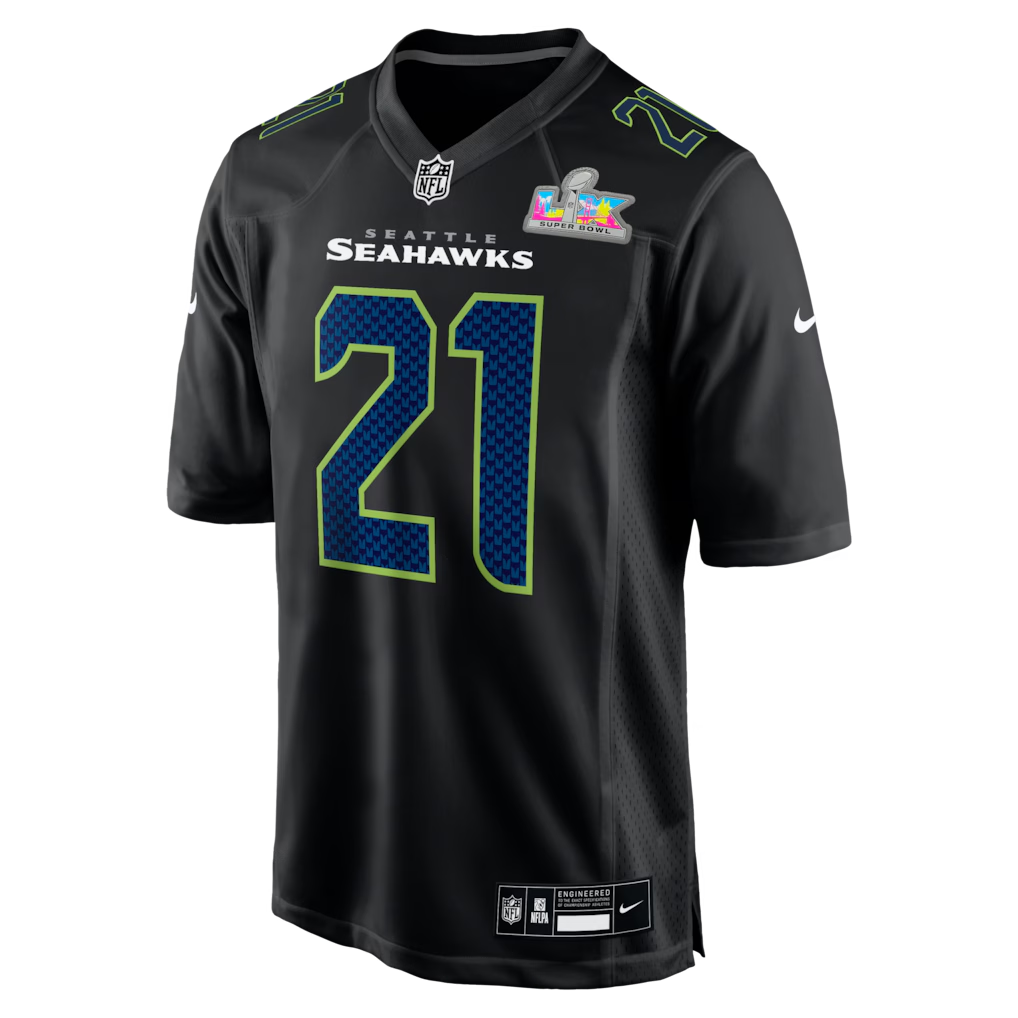 Men's Seattle Seahawks Devon Witherspoon  Black Super Bowl LX Patch Carbon Fashion Game Jersey