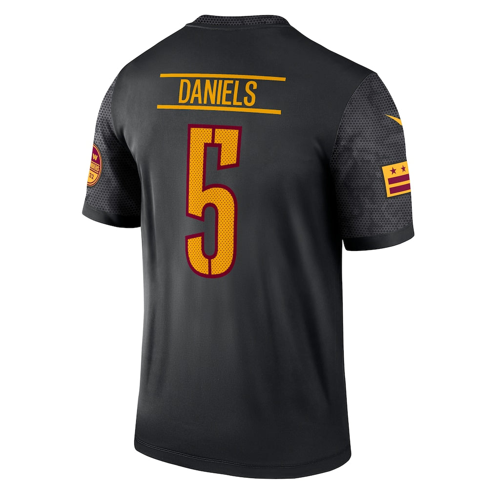 W.Commanders #5 Jayden Daniels Black Legend Player Performance Top Jersey