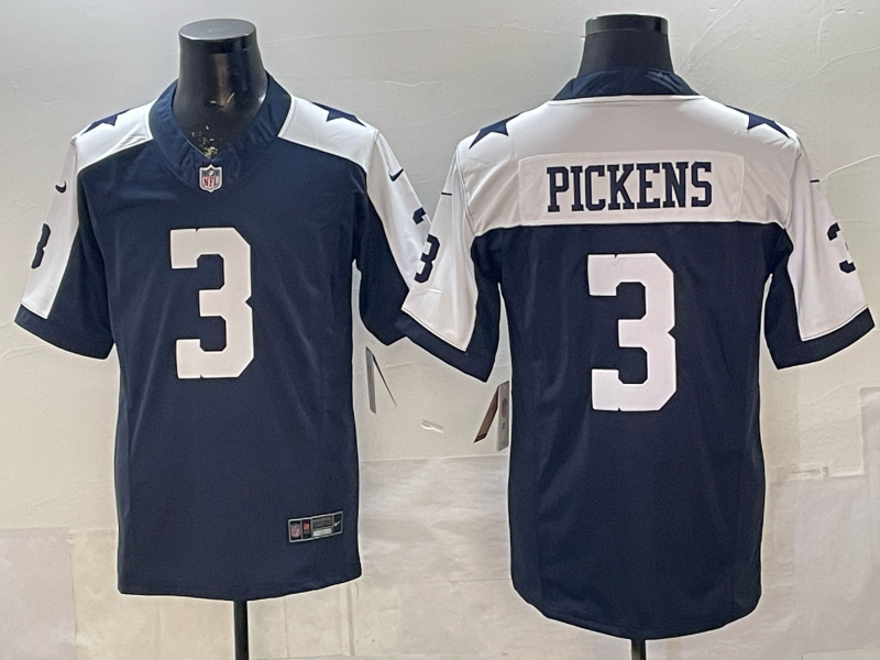 Men's Dallas Cowboys George Pickens #3 Navy Alternate Game Team Jersey