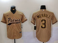 Men's San Diego Padres Jackson Merrill #3 Tan Alternate Replica Player Jersey1
