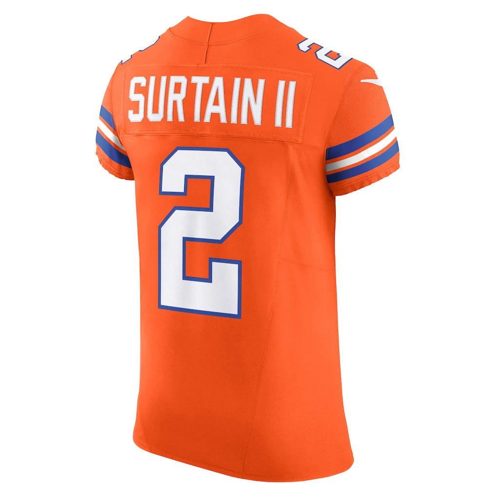 D.Broncos #2 Patrick Surtain II Orange Vapor F.U.S.E. Elite Jersey