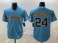 Men's Milwaukee Brewers William Contreras #24 Light Blue Road Replica Jersey