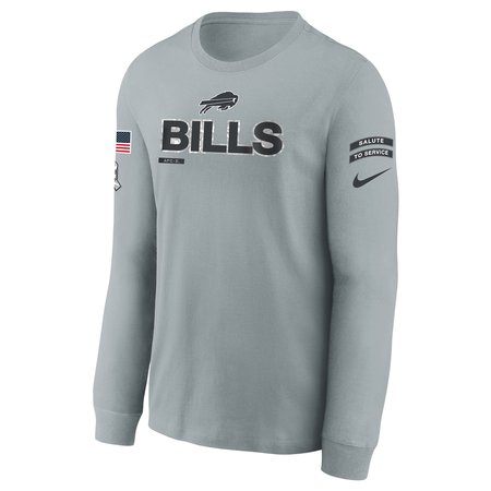 Youth Buffalo Bills  Gray 2024 Salute To Service Long Sleeve T-Shirt