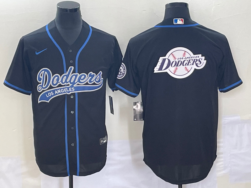 Men's Los Angeles Dodgers1 Black Player Jersey Joint Edition