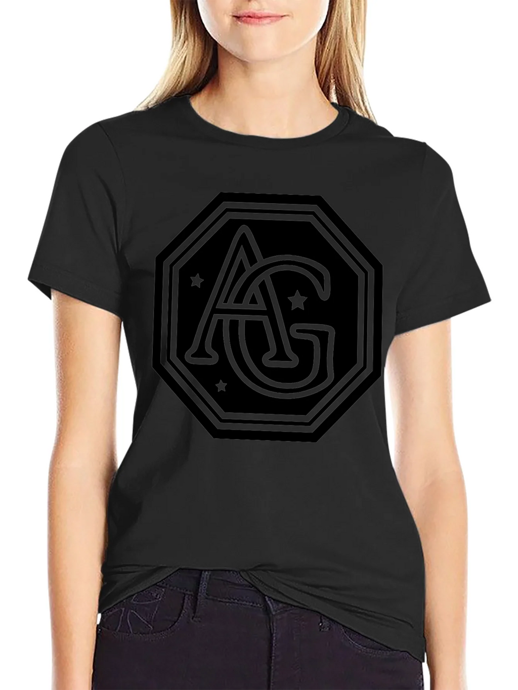 AG Logo Black Tee - Modern Graphic Print