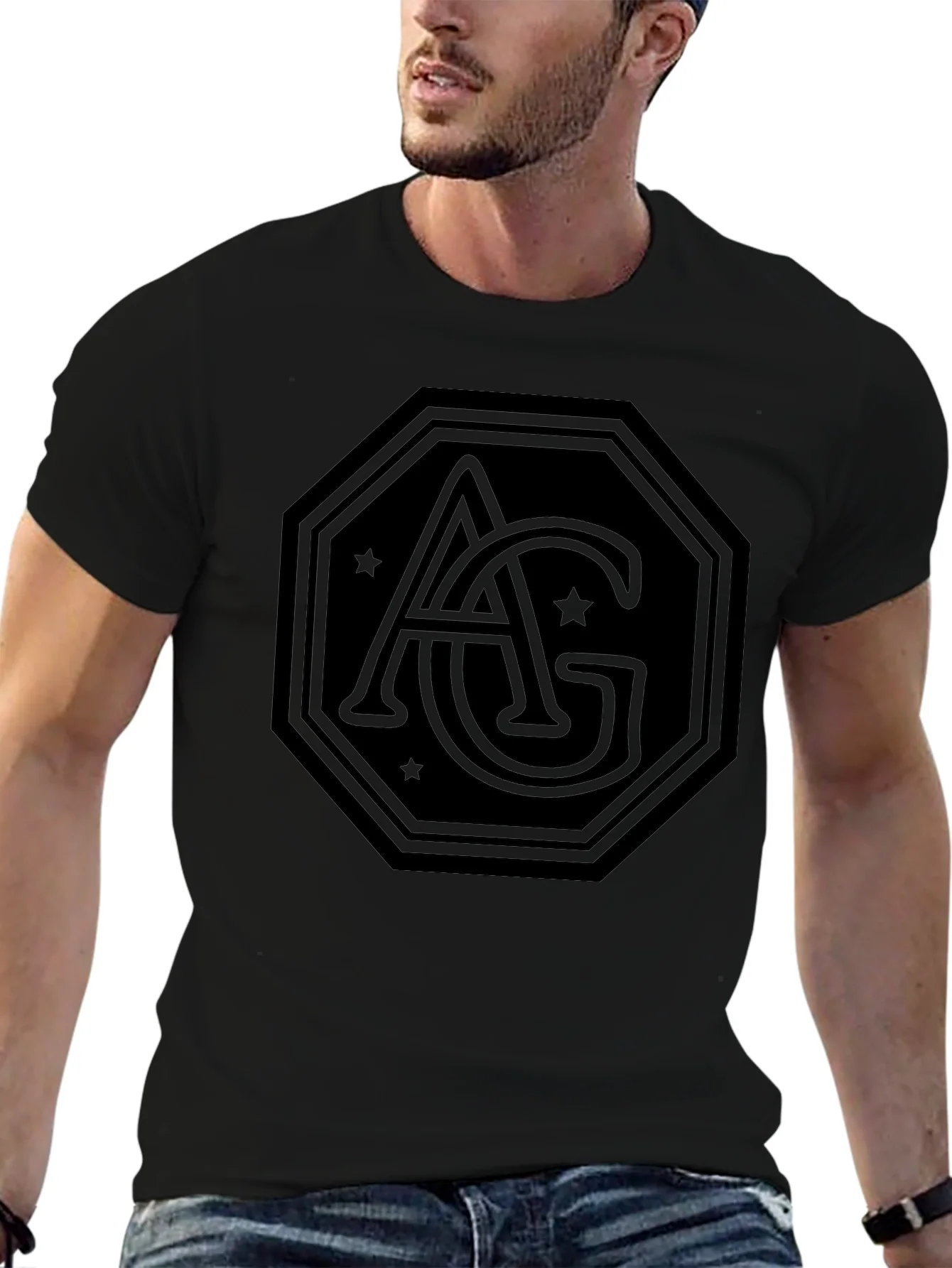 AG Logo Black Tee - Modern Graphic Print