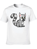 Cute Lemur Cartoon Graphic Tee Black