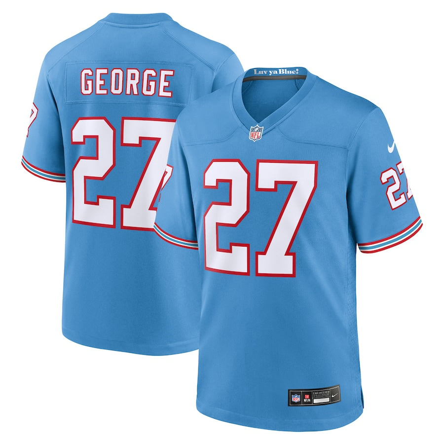 Men's Tennessee Titans Eddie George  Light Blue Oilers Throwback Retired Player Game Jersey