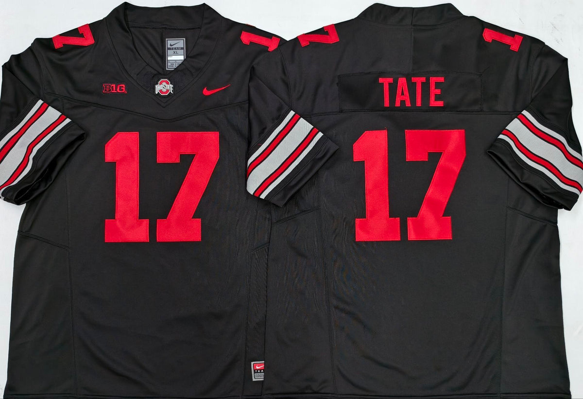Men's Ohio State Buckeyes Carnell Tate Black Player Jersey