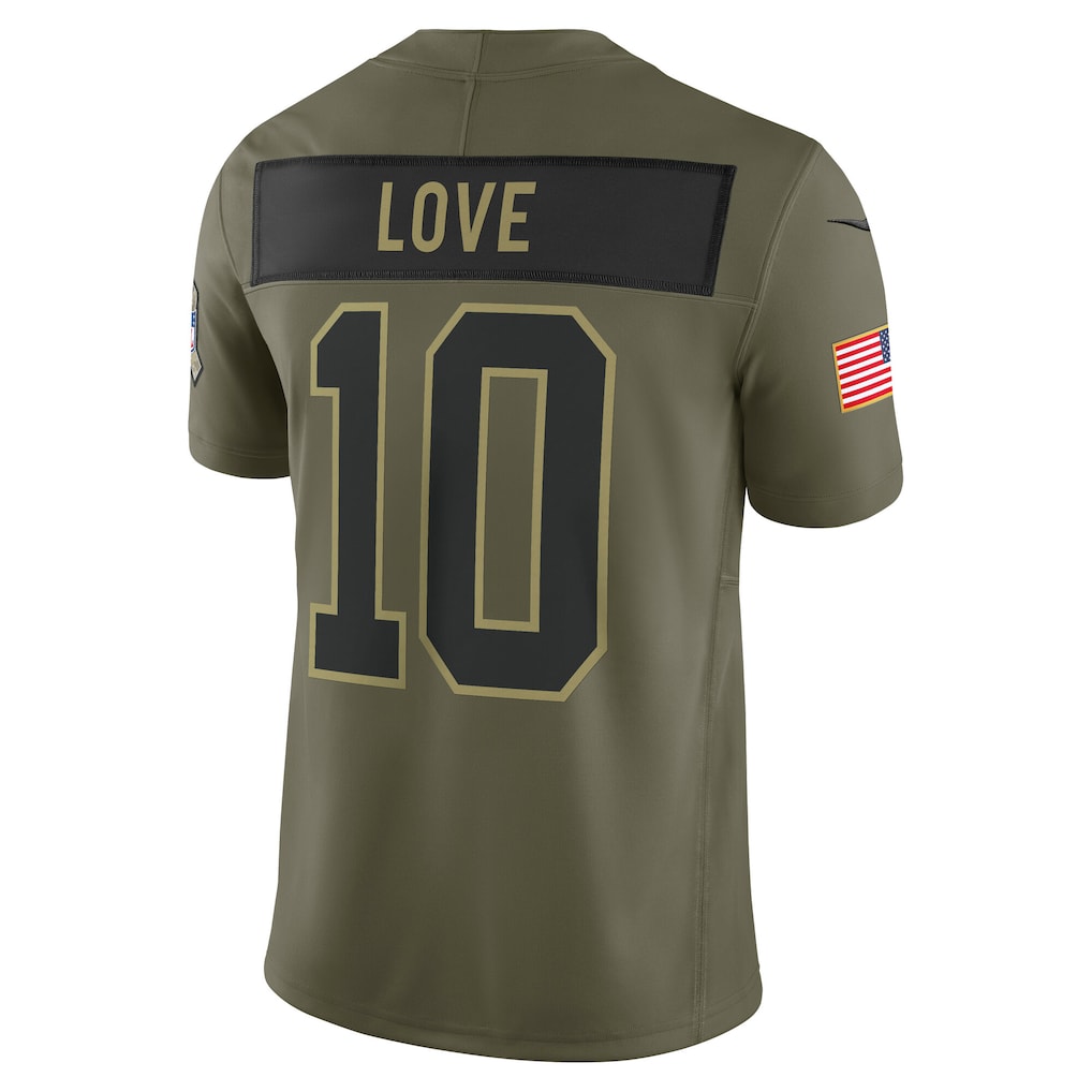 GB. Packers #10 Jordan Love Olive 2025 Salute to Service Limited Jersey