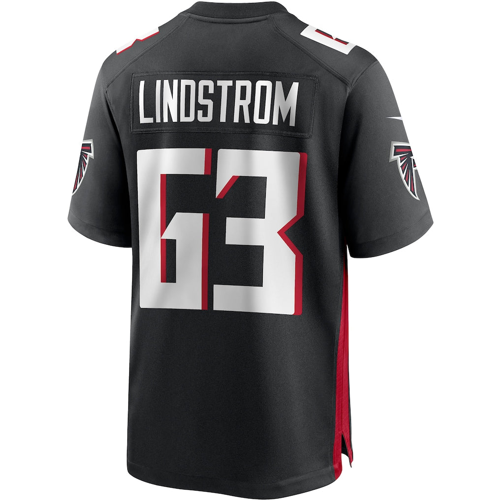 A.Falcons #63 Chris Lindstrom Black Team Game Jersey
