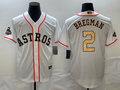 Men's Houston Astros Alex Bregman  White/Gold 2023 Gold Collection Replica Player Jersey1