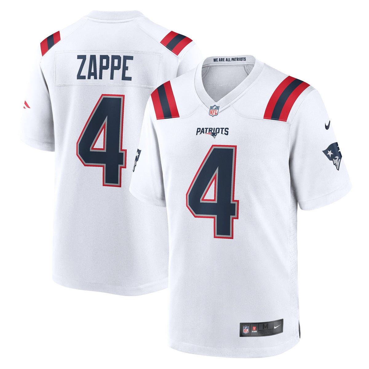 Bailey Zappe New England Patriots  Game   Jersey - White