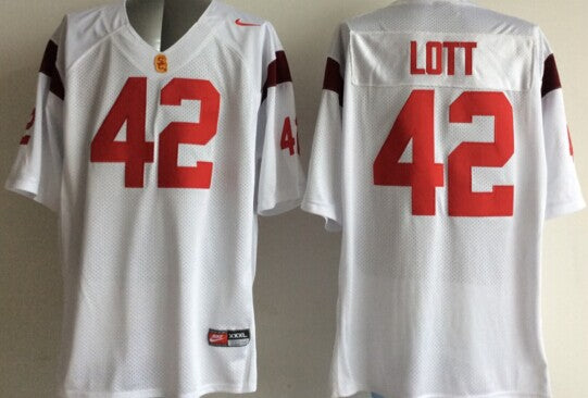 Men's USC Trojans Ronnie Lott White Player Game Jersey