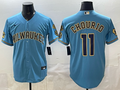 Men's Milwaukee Brewers Jackson Chourio #11 Light Blue Road Replica Jersey