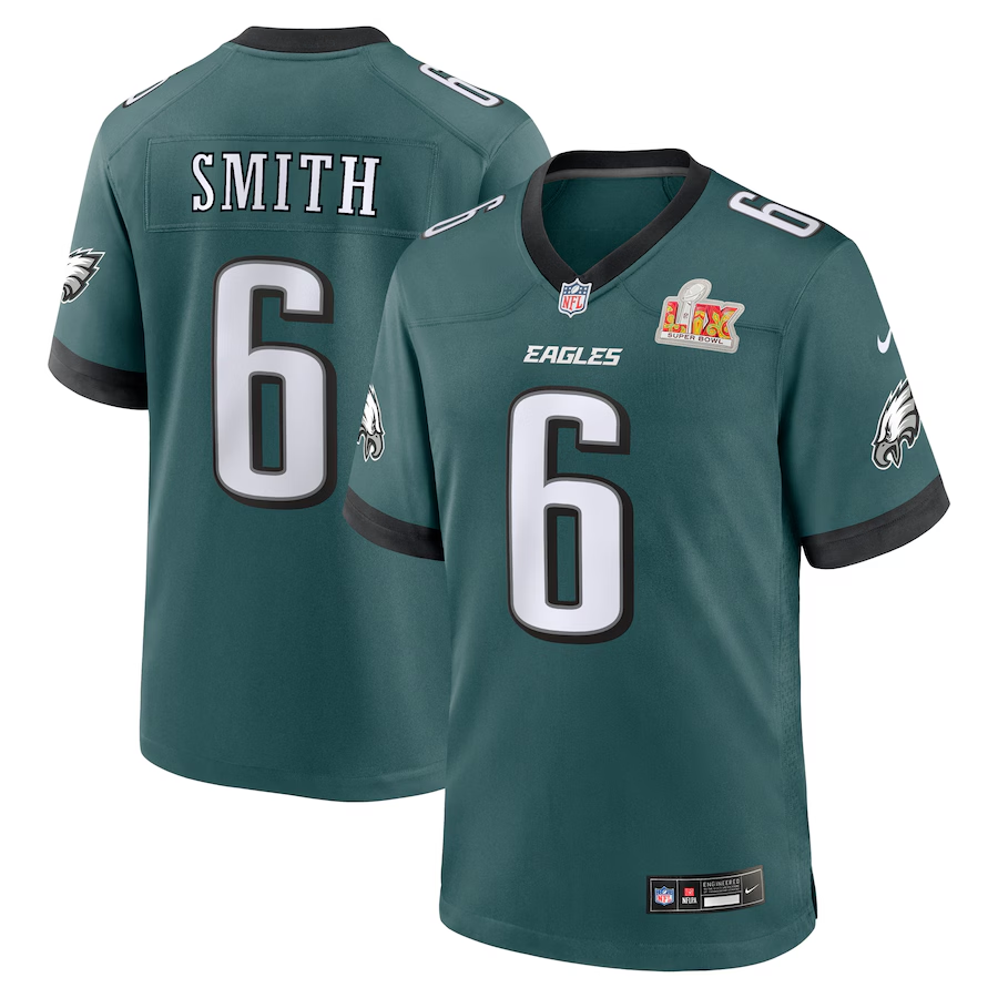 Men's Philadelphia Eagles DeVonta Smith  Midnight Green Super Bowl LIX Game Player Jersey