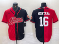 Men's San Francisco 49ers Joe Montana Red/Black Game Player Jersey Joint Edition