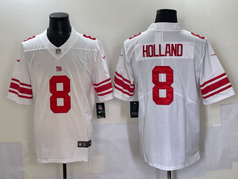 Men's New York Giants Jevon Holland #8 White Game Player Jersey