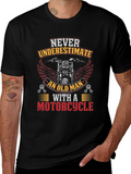 Never Underestimate Old Man Motorcycle Graphic T-Shirt