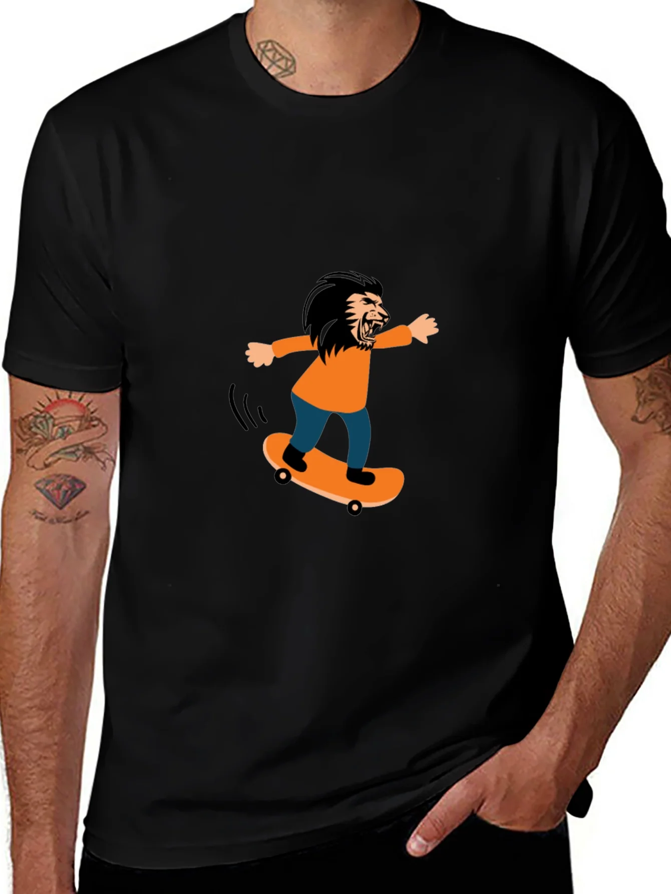 Skateboarding Lion Graphic Tee