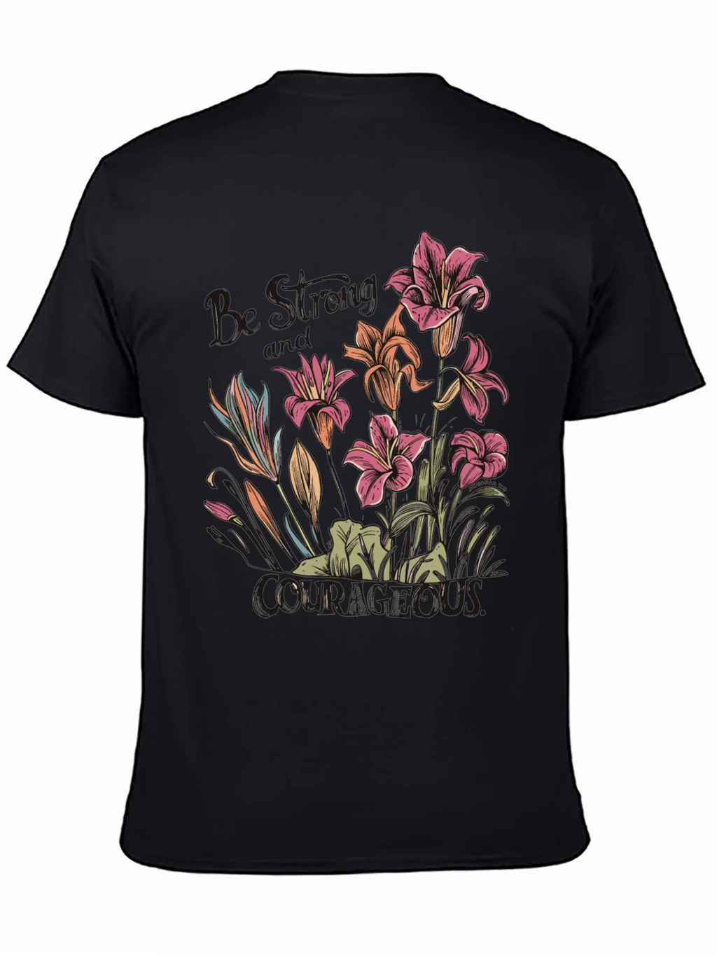 Floral Courage Tee - Black Graphic T-Shirt