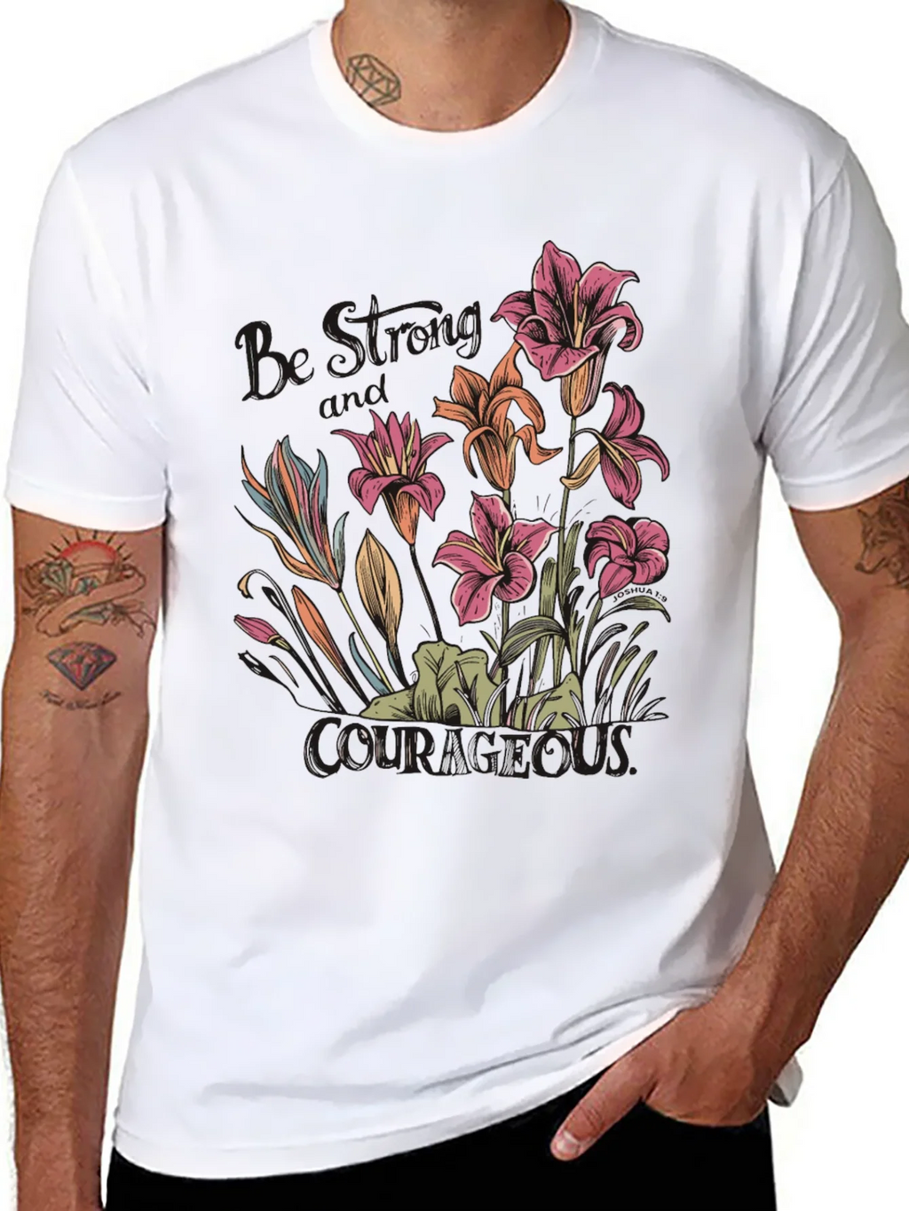 Floral Courage Tee - Black Graphic T-Shirt
