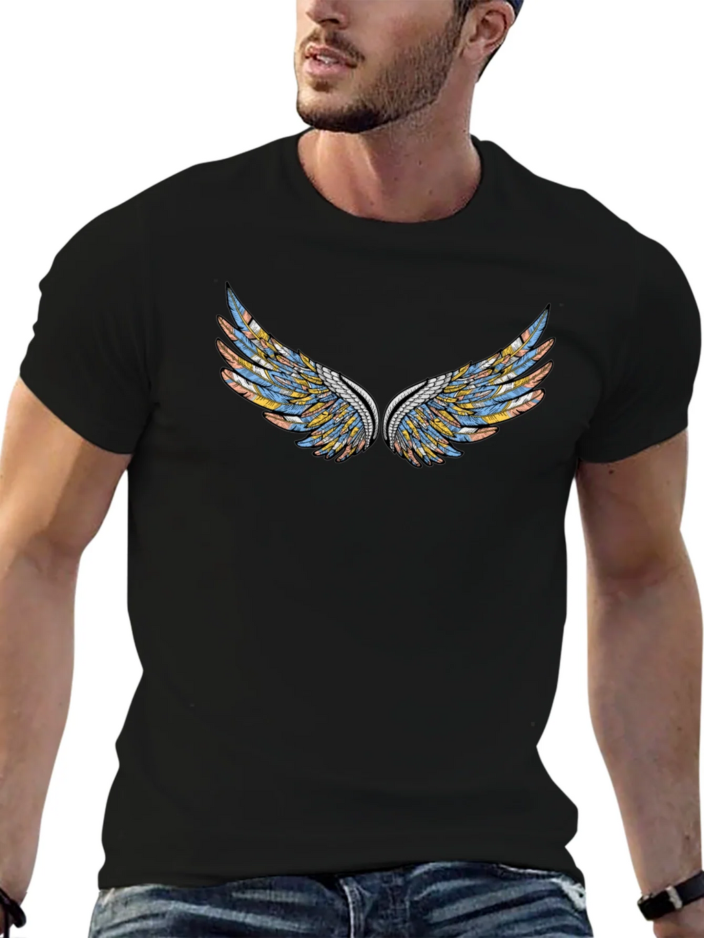 Wings Graphic Black T-Shirt