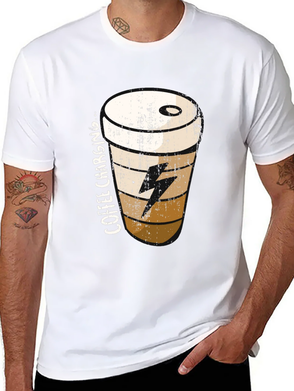 Coffee Charging T-Shirt - Black Unisex Tee