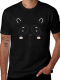 Cute Panda Graphic Black T-Shirt