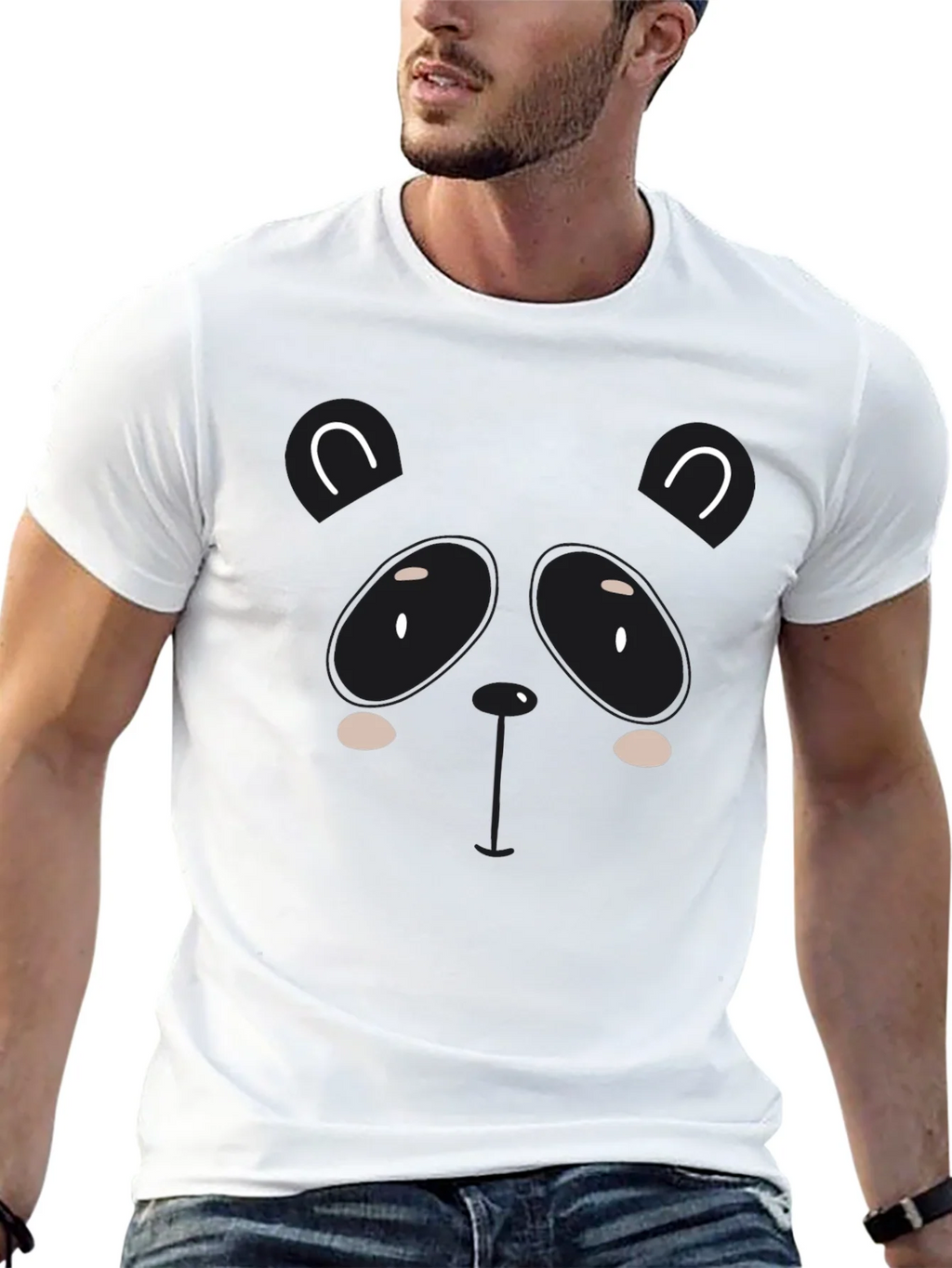 Cute Panda Graphic Black T-Shirt
