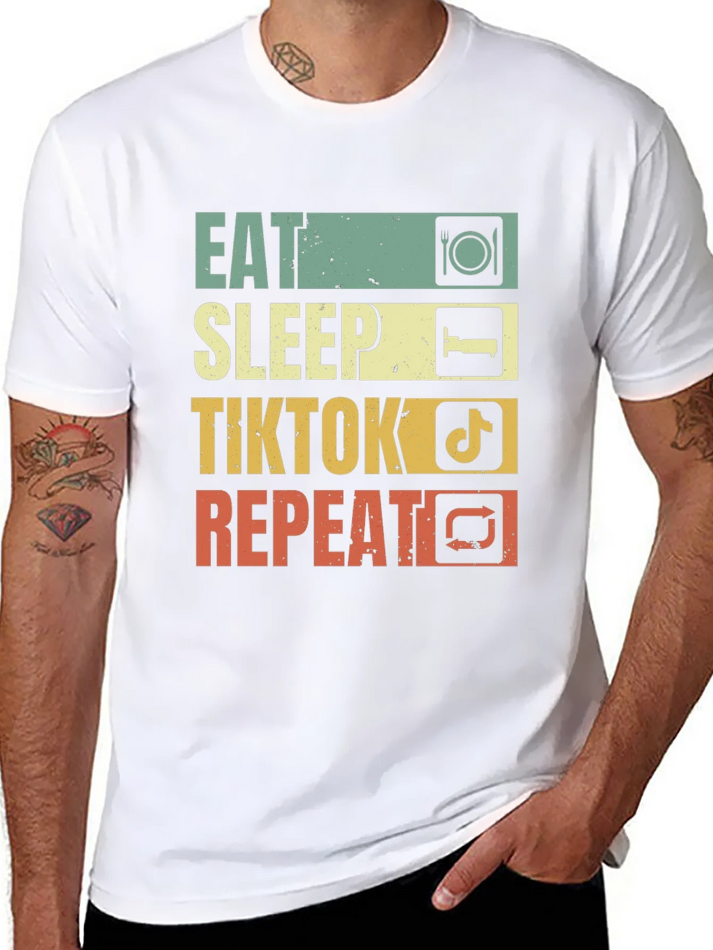Eat Sleep TikTok Repeat Black T-Shirt