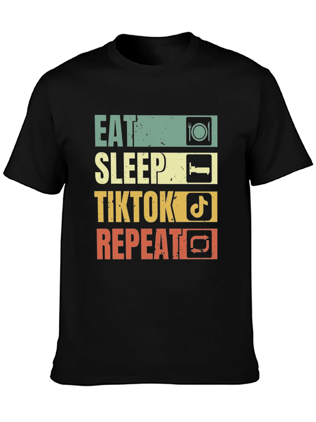 Eat Sleep TikTok Repeat Black T-Shirt