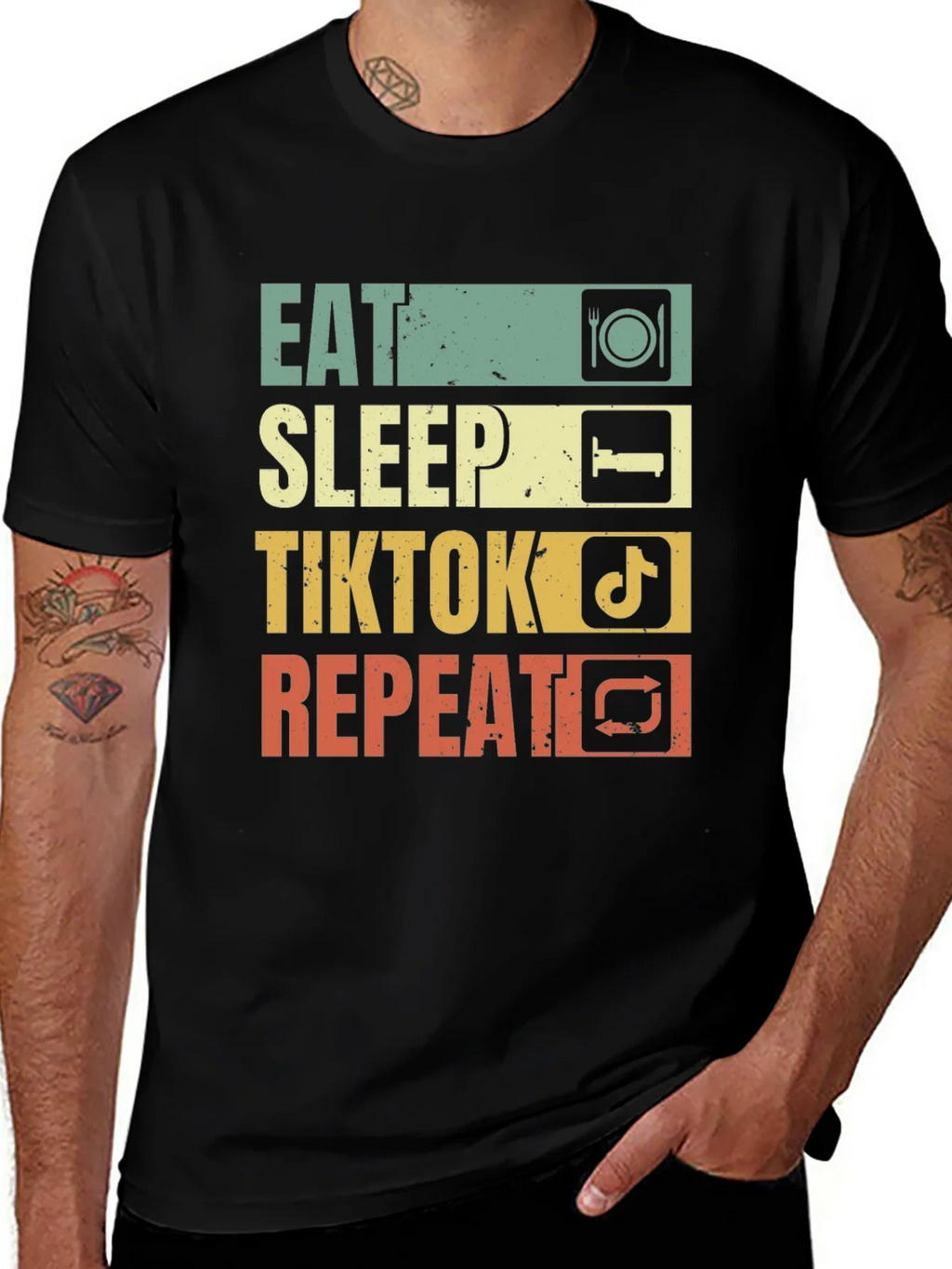 Eat Sleep TikTok Repeat Black T-Shirt
