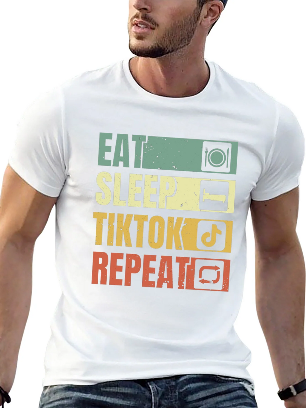 Eat Sleep TikTok Repeat Black T-Shirt