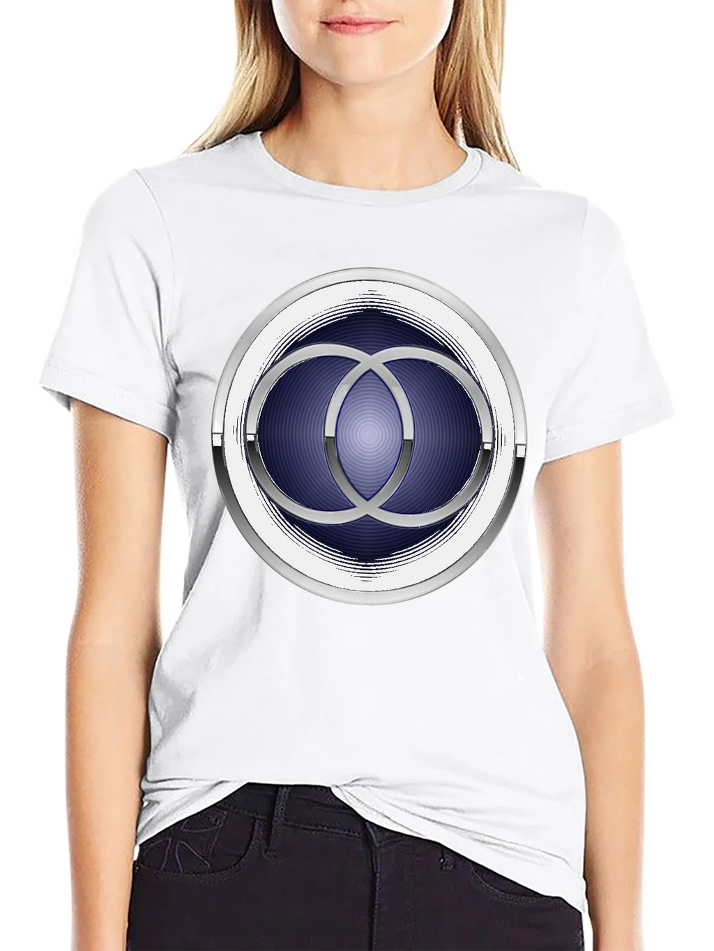 Abstract Circle Design Black T-Shirt