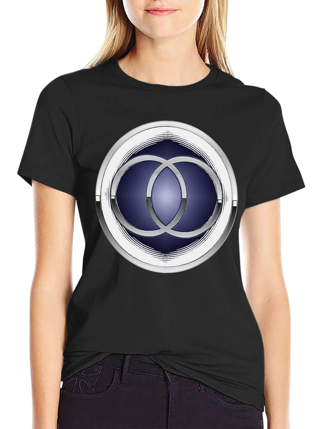 Abstract Circle Design Black T-Shirt